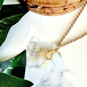Opalite Mushroom Necklace Cottagecore Crystal Mushroom Jewelry Mini Toadstool